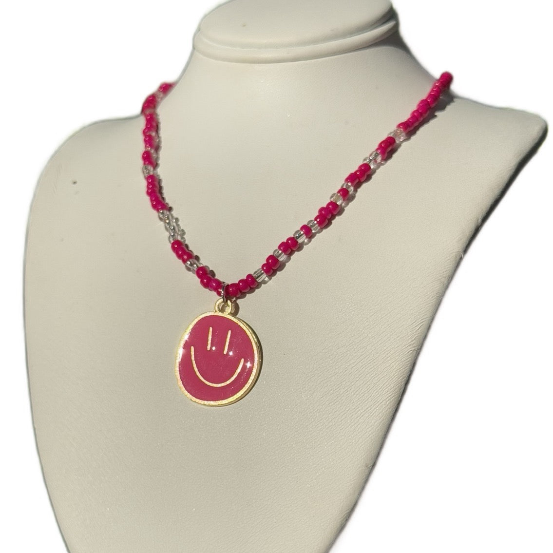 Colorful Beaded Necklaces With Smiley Face Pendants For Women/Girls -Versatile Casual Attire