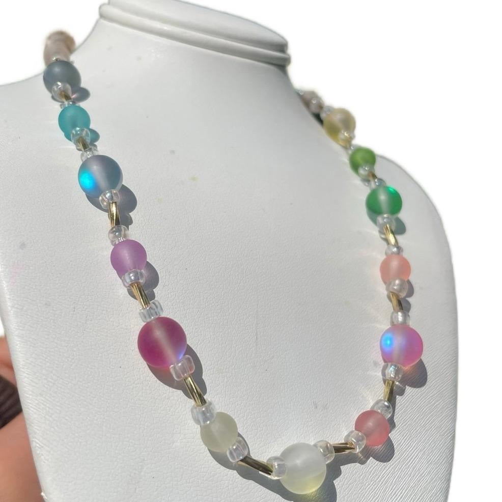 Colorful Iridescent w/Gold Necklace