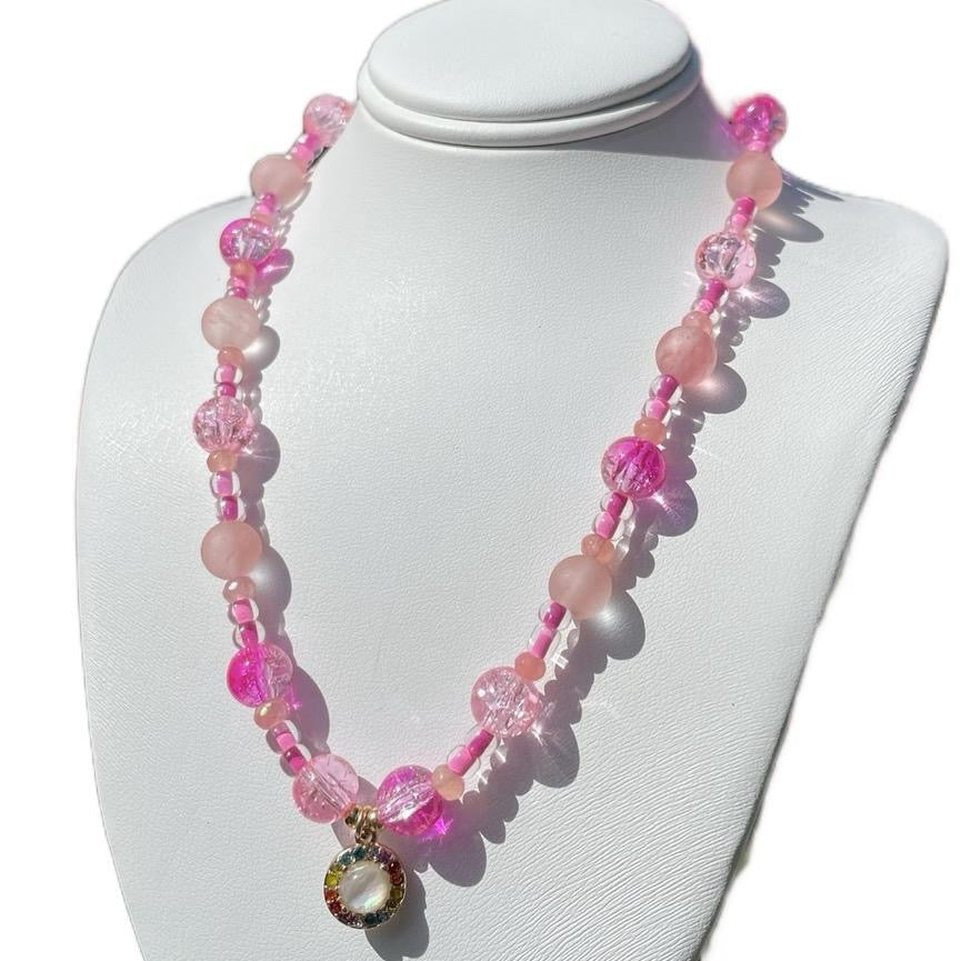 Pink Colorful Pendant Necklakce