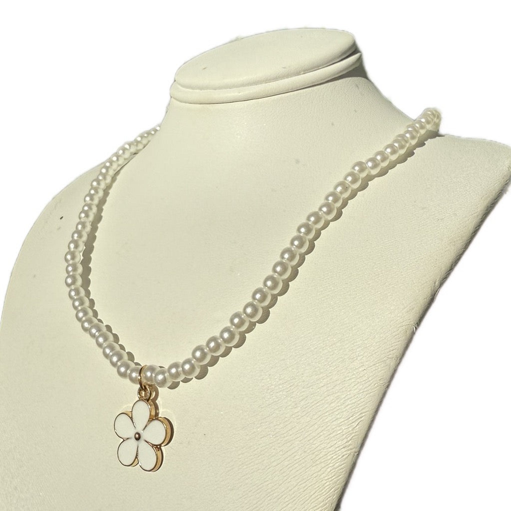 White Stunning Beaded/Chain Necklaces With Pendants - Women/Teen