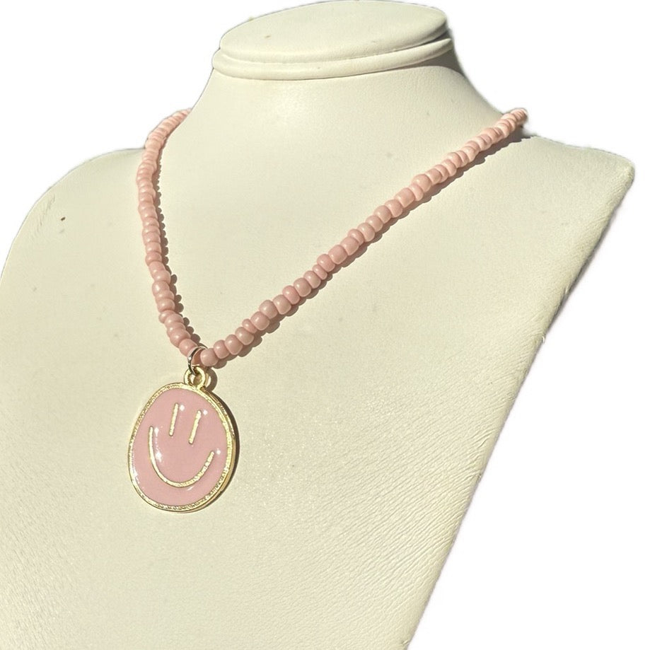 Colorful Beaded Necklaces With Smiley Face Pendants For Women/Girls -Versatile Casual Attire