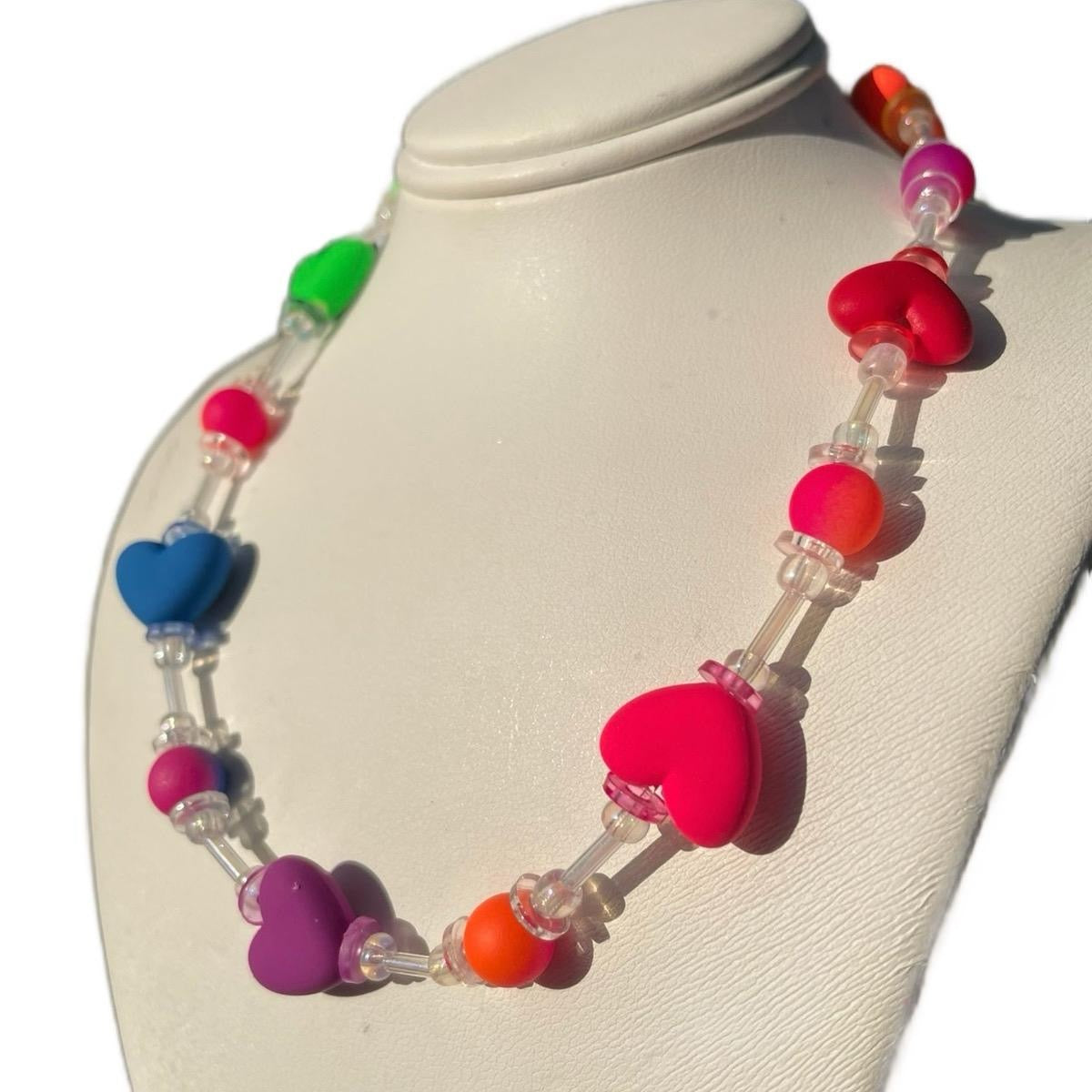 Colorful Neon Hearts Necklace