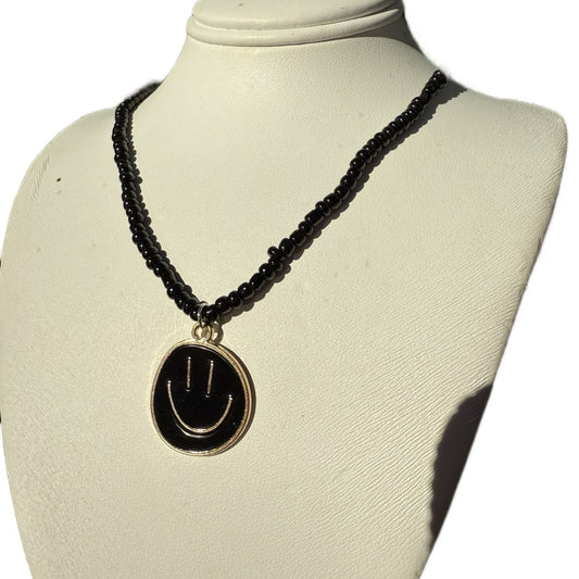 Colorful Beaded Necklaces With Smiley Face Pendants For Women/Girls -Versatile Casual Attire