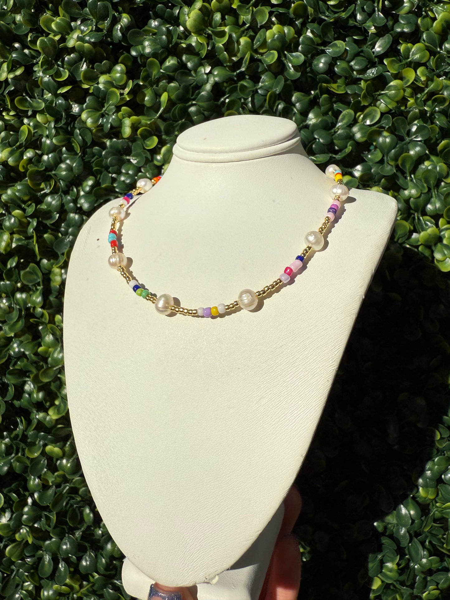 Vibrant Bohemian Golden Colorful Pearl Necklace for Women/Teens