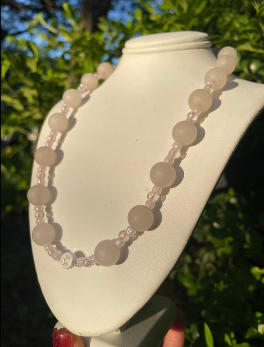Matte White w/ “C” Initial Necklace