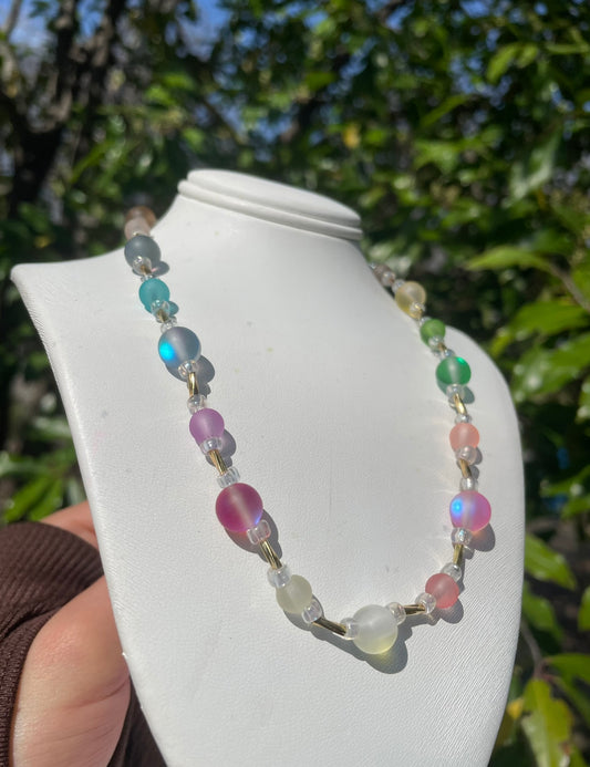 Colorful Iridescent w/Gold Necklace